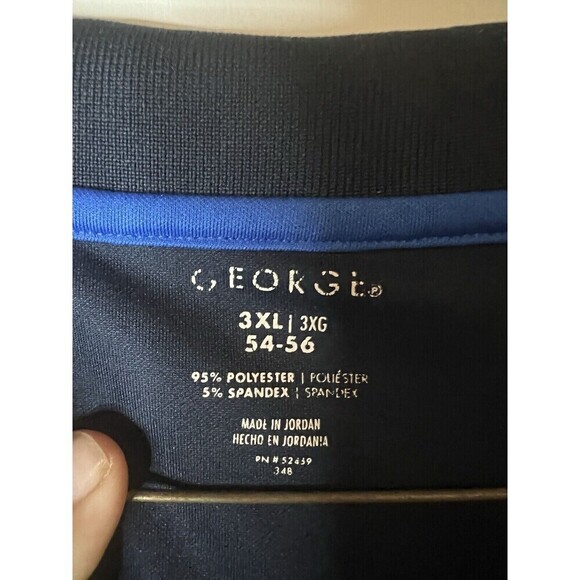 George Mens Navy Blue Polo Shirt Solid Short Sleeve Collared Top Pullover 3XL - Picture 2 of 2